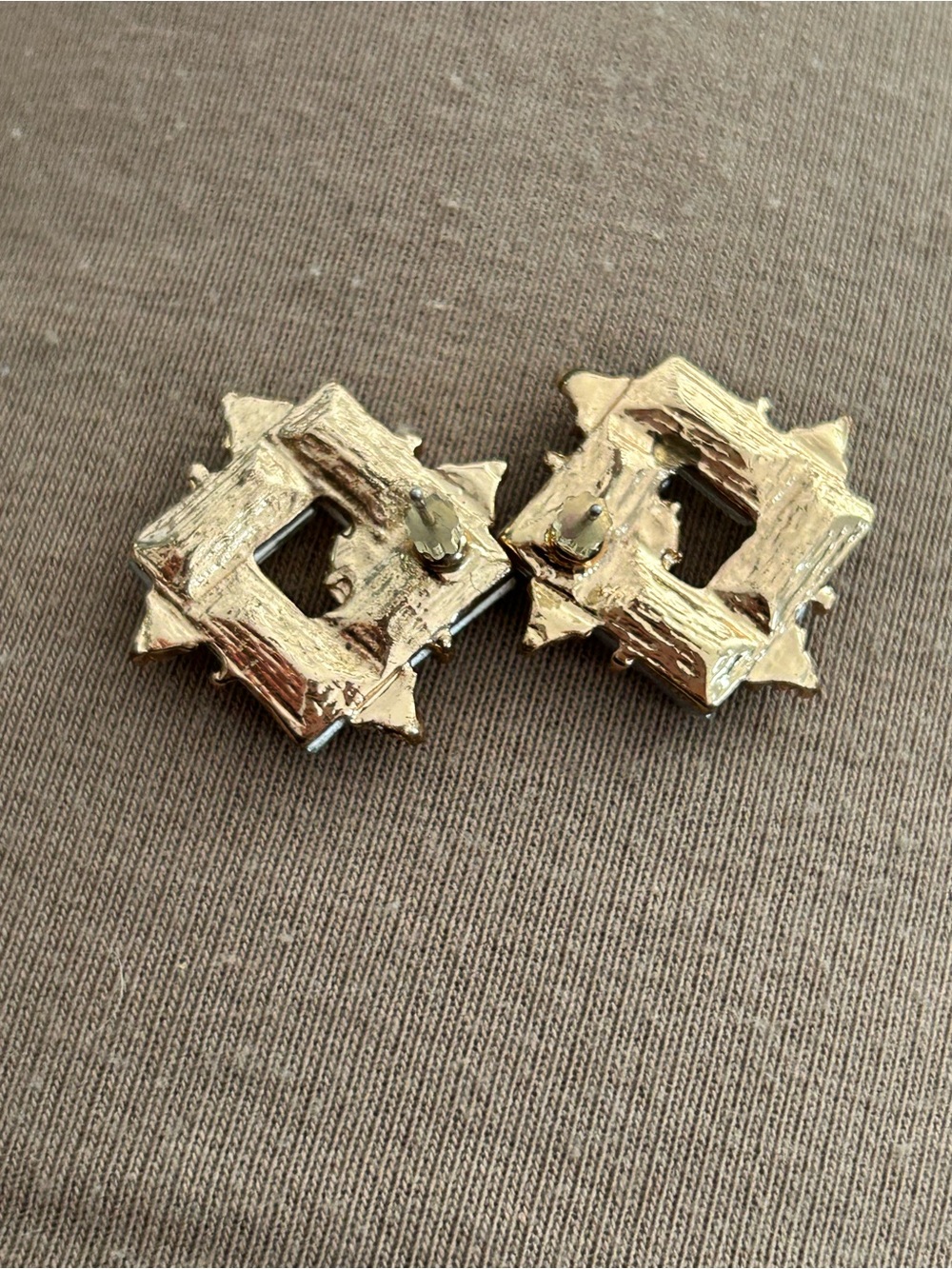 5/$25 Gold-Tone Clear Crystal Square stud-Earrings - Picture 4 of 5